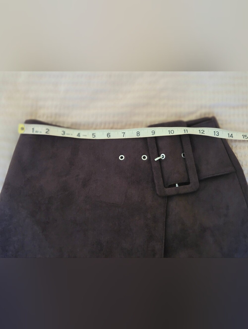 ZARA Suede Buckle Mini Skirt in Dark Brown SIZE XS - Picture 4 of 7